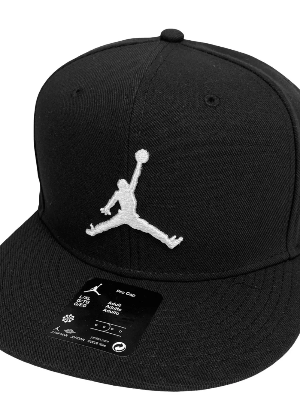 Jordan Pro Cap Snapback Adjustable Hat Cap Size L/XL Black White FV5296-010